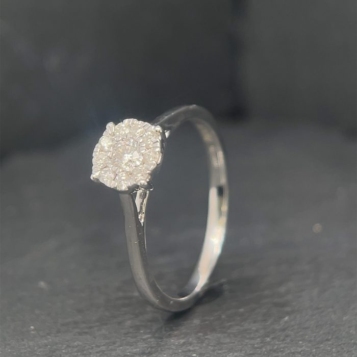 9ct White Gold Starburst Cluster Diamond Ring 0.25ct