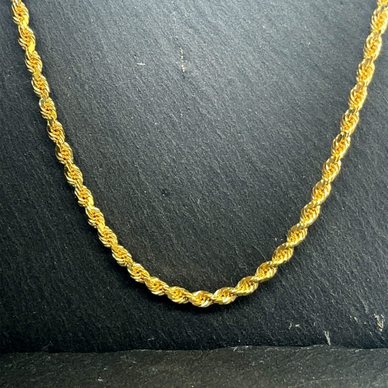 9ct Yellow Gold Diamond Cut Rope Chain 20"