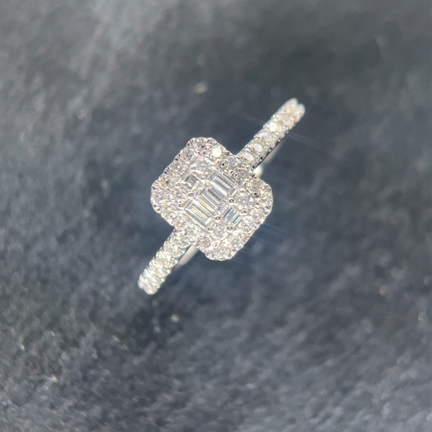 platinum multi cluster diamond ring 0.53ct